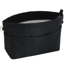 SHINGONE Bag-In Bag, Nylon, A5, Small, Horizontal Inner Bag, Women's, Men's, Back-in-Back, Waterproof, Lightweight, Smaller, Storage Bag, Divider, For Tote Bags, Zippered, Organizer Bag in Bag, 4 Colors, Black, S