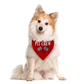 Pit Crew Dog Bandana, Red Dog Bandana, Checkered Flags Race Car Flag Dog Bandana, Funny Cute Dog Bandana, Pet Dog Triangle Scarf, Gift for Dog Lover, Dog Bandana for Large Dogs (L)