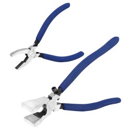 WISEPRO 2 Pcs Glass Running Pliers and Breaker Grozer Pliers Set, Glass Pliers with Rubber Tips Glass Cutting Tool Kit for Stained Glass Cutting Mosaics Breaking, Running&Grozer
