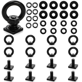 Elsjoy 8 Pack M8 T Track Mount Tie Down Anchor for Roof Rack, Stainless Steel T Bolt Eye Nut Tie Down Rings, Black M8 T Track Bolts Eye Bolts with Nuts for Holding Bungee Cord Rope
