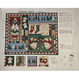 Starlight Angels by Leslie Beck Christmas Quilt Blanket Top Fabric Panel 31 1/2"