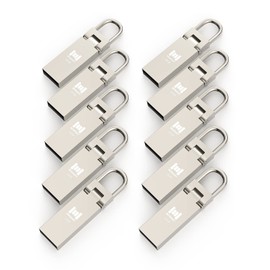 MOSDART 32GB 10 Pack USB 2.0 Waterproof Flash Drive with Keychain, 32 GB FAT32 Bulk Thumb Drives, Metal Jump Drive, Portable USB Memory Stick for Storage and Backup, Silver