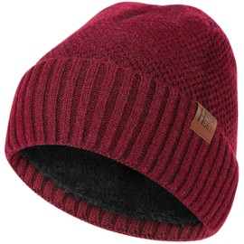 HASAGEI Strickmütze Herren Damen Beanie Mütze Thermo Atmungsaktiv Winter Mütze Weiches Fleecefutter Warm Wintermütze Unisex Cuffed Beanie Hats (Rot)