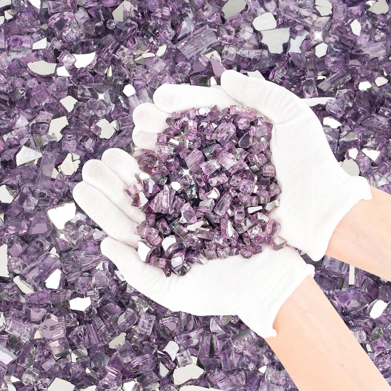 Skyflame 1/4 inch Reflective Fire Pit Glass, High Luster Purple