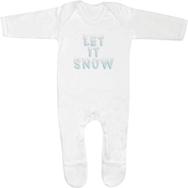 Azeeda 6-12 Month 'Let It Snow' Baby Romper Jumpsuit/Sleep Suit (SS00073250) White