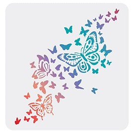 FINGERINSPIRE Butterfly Drawing Painting Stencils Templates (11.8x11.8inch) Plastic Butterfly Stencils Decoration Square Butterfly Stencils for Painting on Wood, Floor, Wall and Fabric
