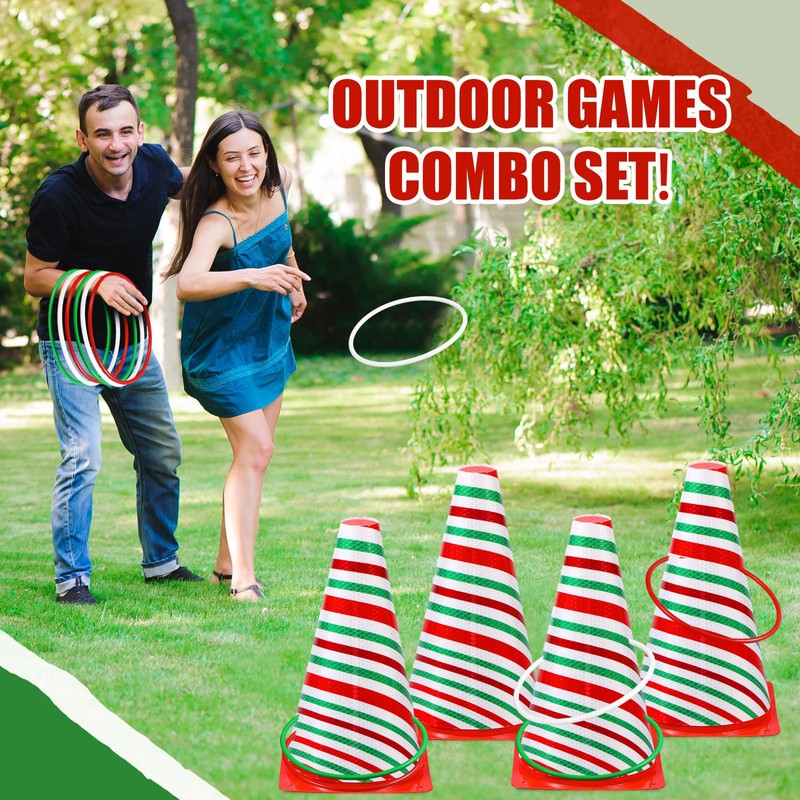 Leitee 6 Sets Candy Corn Ring Toss Game Plastic Cones