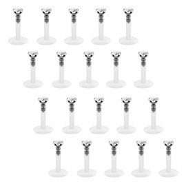 Fectas Set of 20 Lip Piercings Labret Monroe Plug Piercings Bioflex Flexible Ear Tragus Helix Ear Piercing 6 mm 8 mm 10 mm, UV