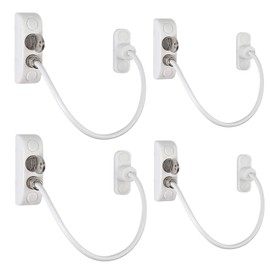 Neoteck 4Pcs UPVC Window Restrictor Locks Window Door Cable Restrictor Lock Child Baby Safety Security Wire Catch for Home and Commercial Applications-White