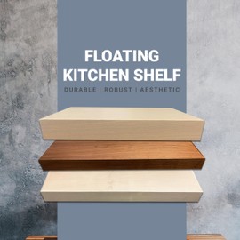 Rok Hardware Single Piece Floating Kitchen Shelf, 42 Inch (1067mm) Length x 10 Inch (254mm) Depth, Wall Mounted, Walnut Finish Floating Shelf for Bathroom, Living Room FLO42X10WLT