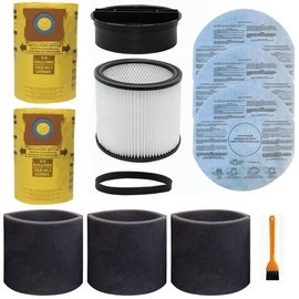 Replacement Filter for Shop Vac 90304 90350 90333, Vacuum Bags for Shop Vac 5-8 Gallon, 90585 Foam Sleeve Filter and 9010700 Paper Disc Filter, fits Most Wet/Dry Vacuum Cleaners 5 Gallon and above
