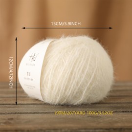 Lerchiyar Snowbaby Wool Acrylic Blend Long Pile Yarn,(Worsted) Warm and Luxurious Fuzzy Yarn for Knitting and Crocheting DIY Hats Scarves Sweaters, 2 * 3.52oz/100g 207yds(01-Snow)