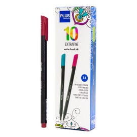 Plus Office 10 Fine Tip Felt Tip Pens 0.4mm Ideal for Writing, Painting and Drawing School Pens Fine Tip Coloured Water Based Ink (Purple)