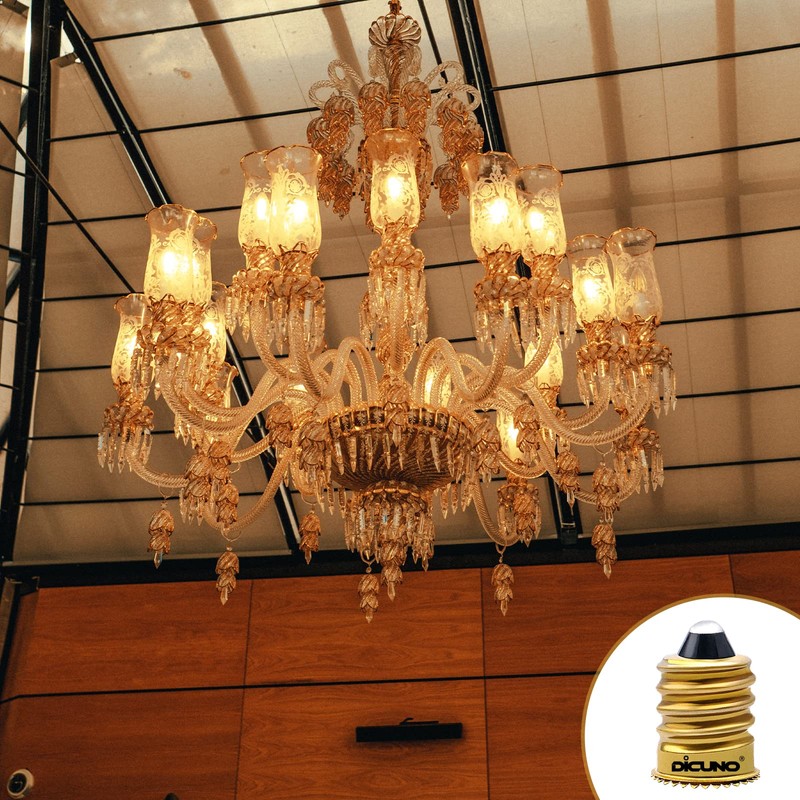 DiCUNO E14 to E12 Adapter, European to Candelabra Base Light