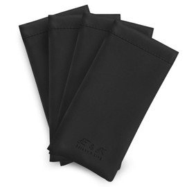 Edison & King 4 Pcs Faux Leather Glasses Cases with Snap Closure (Black)