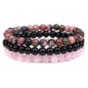 Azusa Sun 3Pcs 8mm Semi-Precious Gemstones Beaded Bracelets Healing Crystal