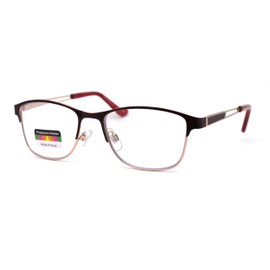 Rectangle Metal Half Rim Spring Hinge 3 Multi-Focal Progressive Reading Glasses Red Gold +3.0