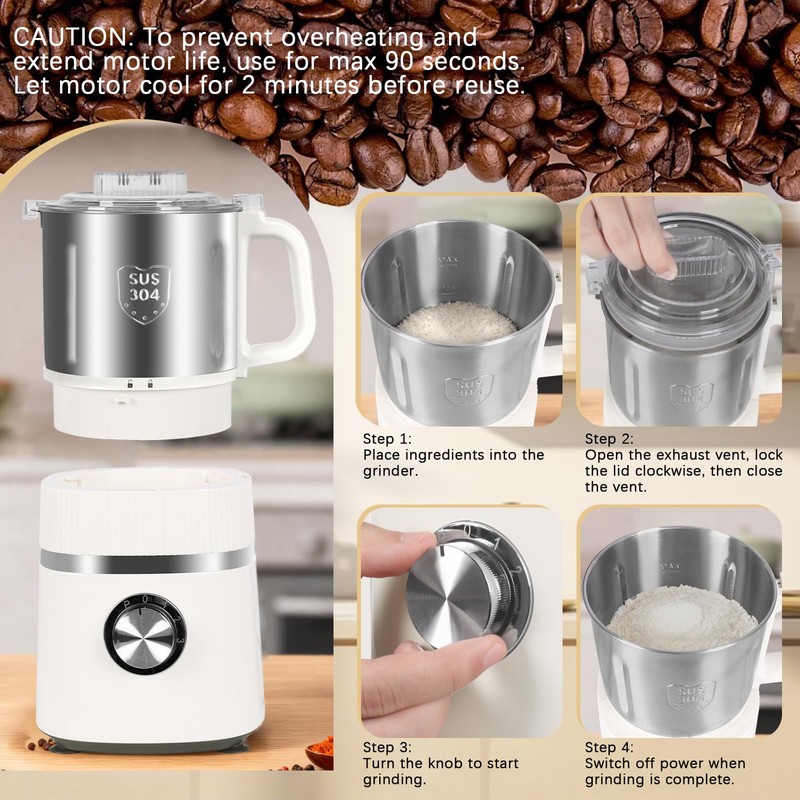Electric Grinder for Kitchen | 800W Versatile Spice Grinder with