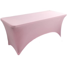 Skyour Stretch Spandex Tablecloth 4ft/5ft/6ft/8ft Foldable Rectangle Elastic Fitted Tablecloth Outdoor Cocktail Table Cloth Pink 72 x 30 x 30 inch)