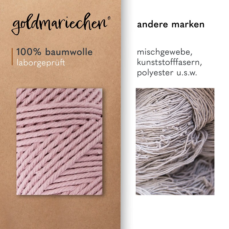 goldmariechen® Premium Macrame Yarn (Dusky Pink) | 3 mm x