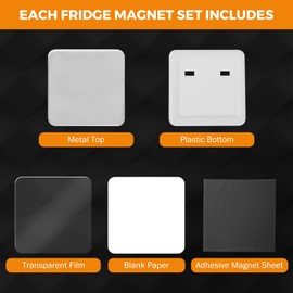 BEAMNOVA 50 Sets of Square Button Maker Supplies Fridge Magnets Blank Magnetic Parts for DIY Pin Maker, Supplies Only, Machine NOT Included