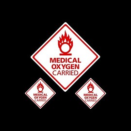 USSP&S 3x Medical Oxygen Carried on Board Sticker Sign - Car, Van, Coach, Taxi, Cab