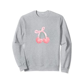 Coquette Cute Cherry Bow Pink Sweatshirt