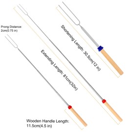 12 PCS Marshmallow Toasting Forks, Smores Sticks for Fire Pit, Telescoping Marshmallow Roasting Sticks Barbecue Forks for Hotdog Hot Dog Bonfire BBQ Smores Skewers for Open Fire Pits Campfire Camping