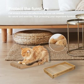 RUBMEOW Cat Scratch Pad Cardboard Cat Scratcher Box,2PCS in 1 Scratching Pads for Indoor Cats,Reversible Durable,with Catnip