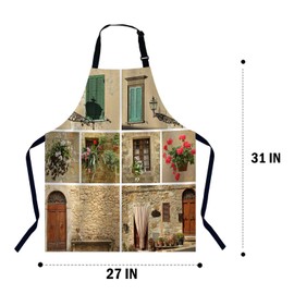 Xuwenz Italy Old Facades Chefs Apron, Cooking and Baking Apron for Men and Women, Kitchen Apron, Butchers Apron, BBQ & Catering Bibs