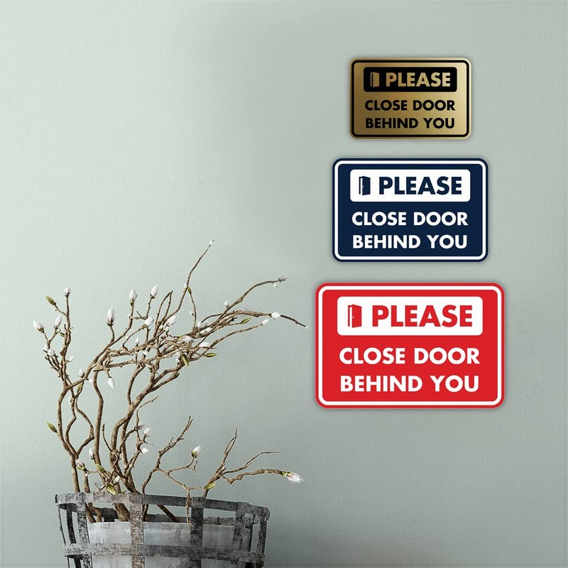 Classic Framed Please Close Door Behind You Sign (Blue) -