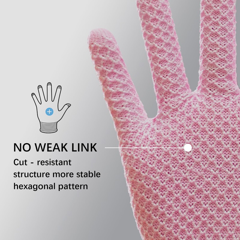 TELION Cut Resistant Gloves, Pink, X-Small, Unisex