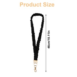 lasuroa Stretchy Scrunchie Lanyard for ID Cards, Keys, Teacher Collar with Safety Clip, Soft Elastic Band, Key Ring, Card Holder for Women, Nurses, Doctors (Black)