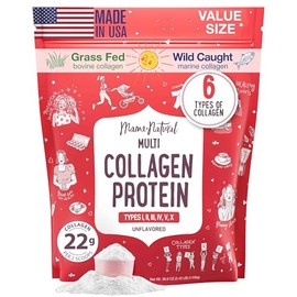 Mama Natural Paquete económico de proteína multicolágeno en polvo (100 porciones) - Sin sabor e hidrolizado con 6 tipos (1, 2, 3, 4, 5 y 10) -...     