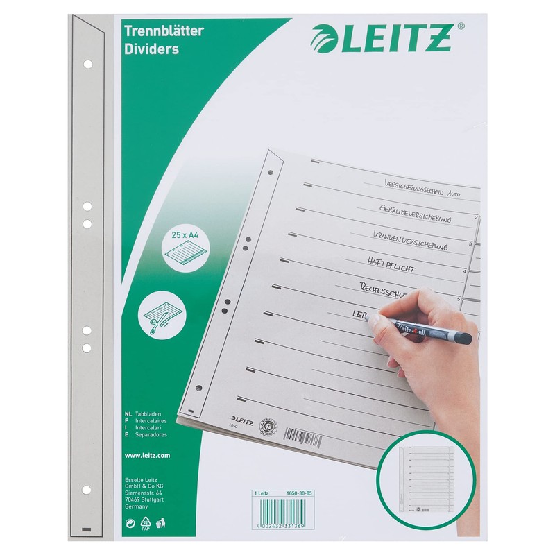 Leitz Register für A4, Deckblatt und 10 Trennblätter, Taben individuell