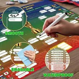2-Piece Dry Erase Soccer Tournament Bracket Poster Pack – Reusable 16.5x23 Inch Wall Chart Match Schedule Tracker with Marker & Wipe Cloth, Global Football Fan Keepsake Gift & Watch Party Decor