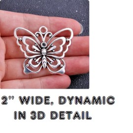 Fashion Jewelry BUTTERFLY WINGS  3D DETAIL Pendant On 18" 925 Sterling Silver Necklace Gold Gift