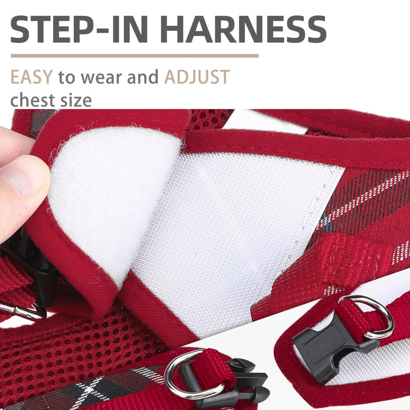 PUPTECK Adjustable Dog Harness Collar and Leash Set Step in