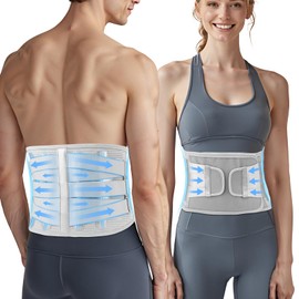 Back Brace for Lower Back Pain Women & Men, Adjustable Breathable Mesh Back Support Brace with Removable Aluminum Plate & 8 Cross Elastic Straps for Herniated Disc & Weightlifting, XL (43.3-51.1 In)