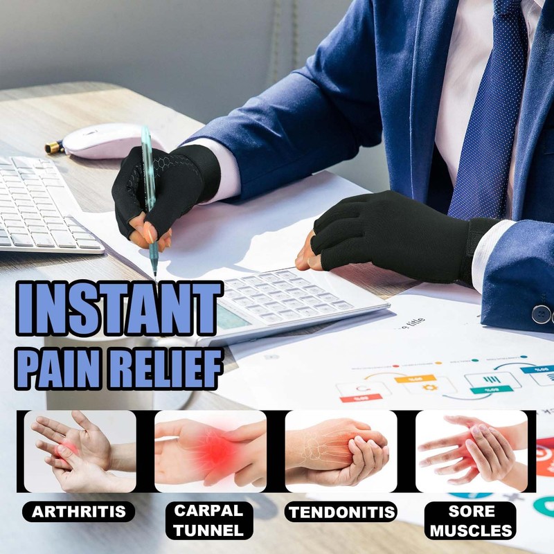 2 Pairs Copper Arthritis Gloves for Women Men, Compression Gloves