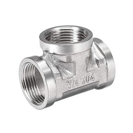 sourcing map Stainless Steel 304 Cast Pipe Fitting G3/4 Female Thread Tee Shaped Connector Coupler