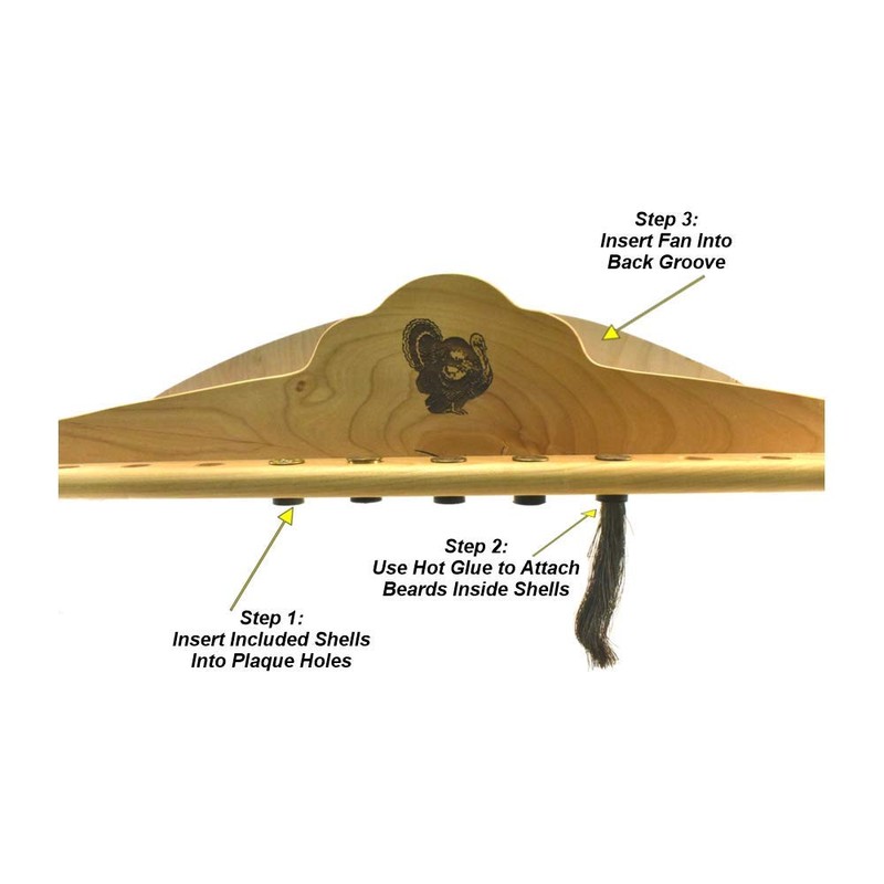 Whitetail Woodcrafters Turkey Beard Plaque with Fan Mount- Engraved Hardwood