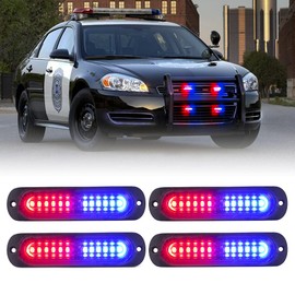 Xprite Kit De Luces EstroboscóPicas De Emergencia Led Paquete De 4 Rejillas Luz Intermitente De PolicíA Para VehíCulos Voluntarios Todoterreno Camiones AutomóViles SUV ATV UTV