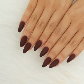 Zehope Mette Press on Nails Red Stiletto Fake Nails Full Cover Artificial Acrylic False Nails for Women and Girls (24Pcs)