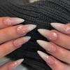 MERVF Almond Press on Nails Medium Fake Nail White Ombre