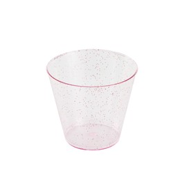 Restaurantware Glitter Cups 5 oz Pack of 500 Pink Glitter Plastic Cups Fancy Drink Tumblers Disposable, Durable Plastic Glasses Cold Food-Friendly Tumblers for Cocktails Punch at Parties