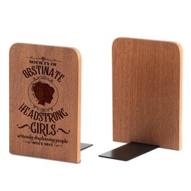 Jane Austen Gifts for Women Men, Novelty Bookends Unique, Pride and Prejudice Gifts for Book Lovers, Heavy Duty Wooden Book Ends for Shelves Decorative(1 Pair, 4.72x6.69 Inches)