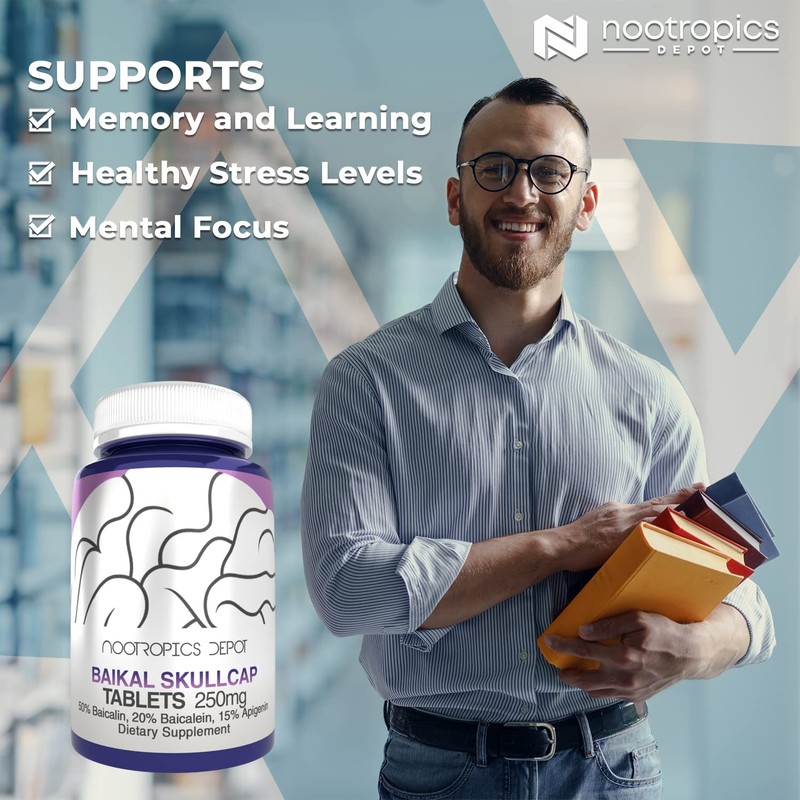 Nootropics Depot Baikal Skullcap Extract Tablets | 250mg | 60