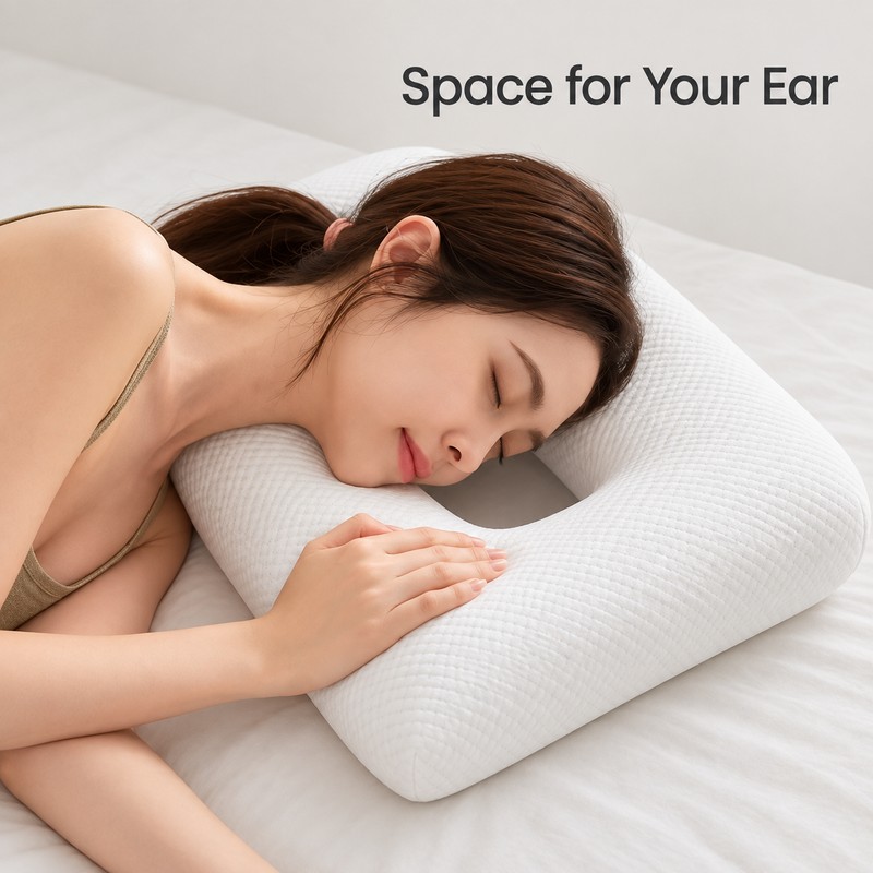 Ear Hole Pillow for Side Sleepers – Rectangular Ear Piercing