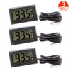 ACEIRMC 3pcs Black Digital LCD Thermometer Temperature Monitor with External